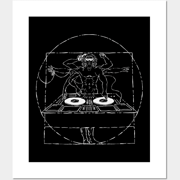 Cool Vitruvian Man DJ Disc Jockey Wall Art by Now Boarding